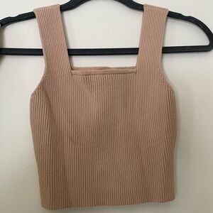 Zara, tan, crop rubbed tank, size small
